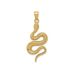 14K Yellow Gold Textured Snake Charm Pendant Necklace (NO CHAIN)